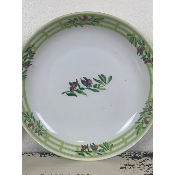Set of 2 Large Ceramic Serving Bowls Green Floral Pattern - Picture 2 of 8